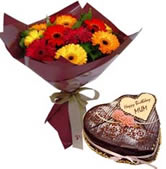 Flowers and Heart Shaped Chocolate Box